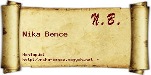 Nika Bence névjegykártya
